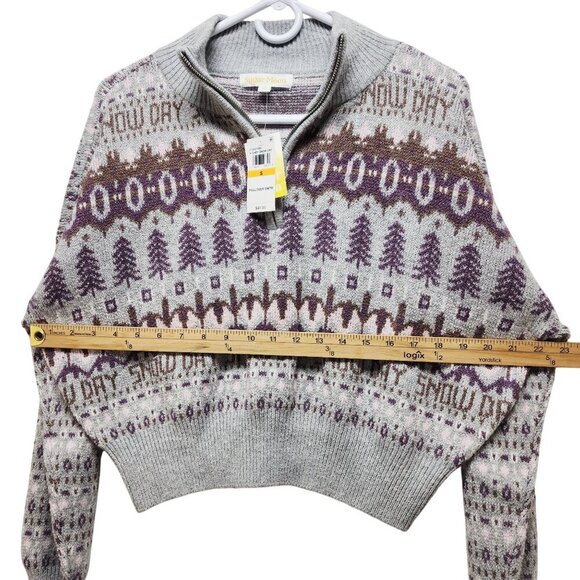 Sugar Moon Grey Snow Day Fair Isle Pullover Sweater Size S - Picture 5 of 6